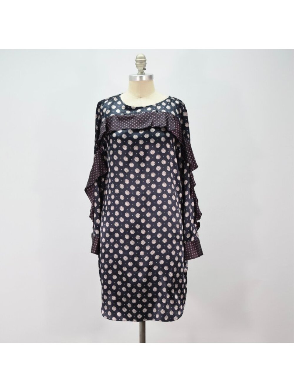 Banana Republic Foulard Print Silk Flounced Shift Dress